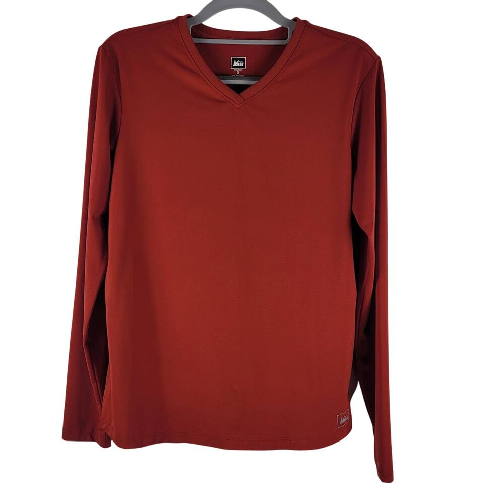 REI Recycled Polyester Spandex Long Sleeve V-Neck Athletic Women's Shirt S